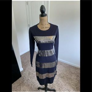 Tommy Hilfiger Sequin Sweater Dress Navy Blue